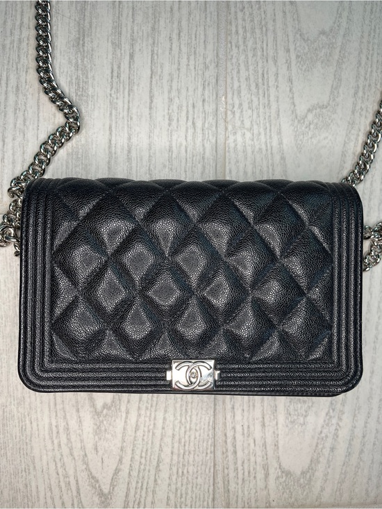 CHANEL Handbags - Chanel Caviar BOY wallet on chain in Black with silver HW